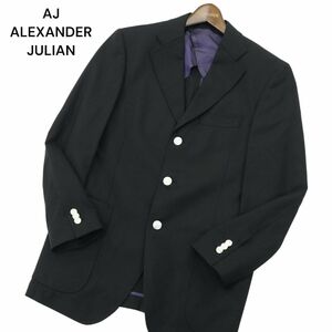 美品★ AJ ALEXANDER JULIAN アレキサンダージュリアン 春夏 背抜き テーラード ジャケット ブレザー Sz.S　メンズ 黒　A4T03312_3#M