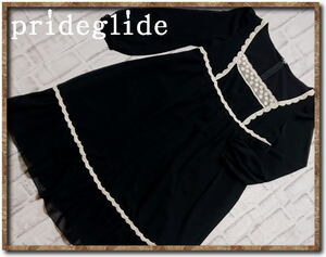 美品！！☆prideglide　プライドグライド　レース付きシフォンワンピース　黒☆