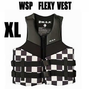 JWBA認定品 WSP フレキシーベスト ブラックチェック XLサイズ　ライフジャケット ウェイクベスト