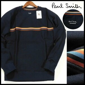 新品 ポールスミス トレーナー LL 紺 アーティストストライプライン クルーネック スウェット Paul Smith メンズ 【3027】