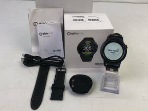 【2060】[1円~] GOLF BUDDY aim W10 スマートゴルフ GPSウォッチ フルカラータッチスクリーン ブラック 腕時計型 通電のみ確認済み 現状品
