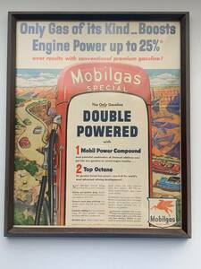 フレーム入り　1950年界隈　Mobilgas モービルガス　アドバタイズメント　当時の広告