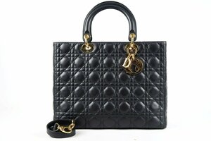 【超美品】Christian Dior クリスチャンディオール レディディオール ブラック 2WAYショルダー ハンドバッグ【MM94】