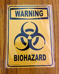 プラスチックサインボード『WARNING』BIOHAZARD（CA-43）プラ看板 アメリカン雑貨 インテリア雑貨 ショップ 店舗
