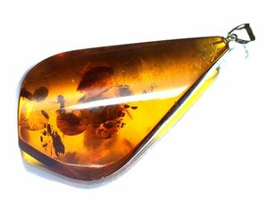 V11595S【1円～】新品仕上【RK宝石】≪amber≫ 天然琥珀 特大 約47.0ｍｍ×28.4ｍｍ K18 高級ペンダントヘッド ネックレス コハク