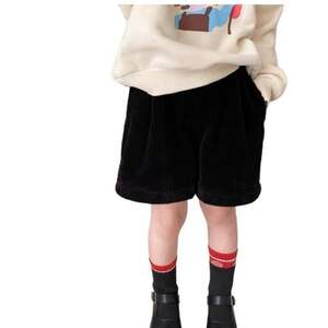 ショートパンツ スカート 裏起毛 短パン 膝上丈 短パン 女の子 秋冬 ハーフ 防寒（色：黒色　サイズ：90ｃｍ）B24