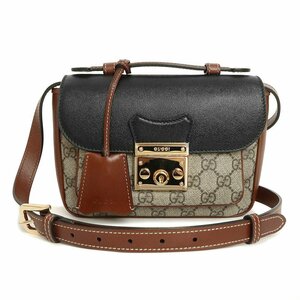 （未使用　展示品）グッチ GUCCI パドロック ミニ 2WAY ハンドバッグ ショルダー GGスプリーム キャンバス レザー ブラウン 658487