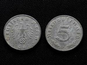 【ドイツ】 1941年 5ペニヒ 亜鉛貨