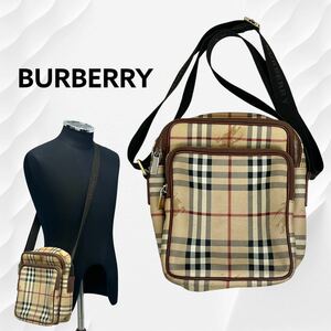 BURBERRY バーバリー ノバチェック柄 ホースマークロゴ PVC レザー ショルダーバッグ