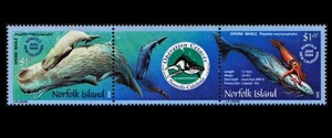 Dα138y4-6n　ノーフォーク諸島2002年　共同発行・鯨・2枚完 MNH/A