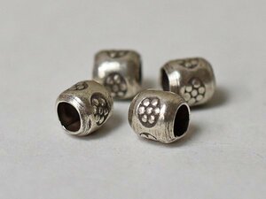 ●わくわく とんぼ玉★得割! カレンシルバー刻印入丸菅型ビーズ4個セットA(Φ4.0mm) Karen silver 銀ビーズ 蜻蛉玉【T22002A】