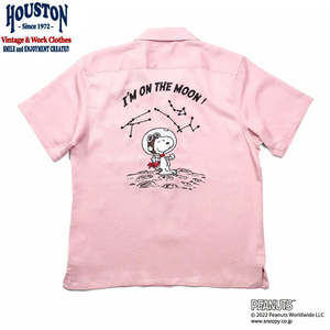 【M】HOUSTON/ヒューストン BOWLING SHIRT ピーナップコラボ　スヌーピーボウリングシャツ　ピンク　40912　ロックンロール　ロカビリー