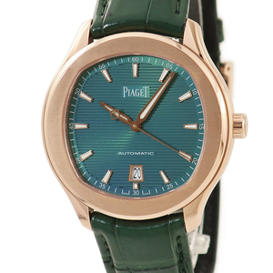 【3年保証】 ピアジェ POLO ポロ デイト ウォッチ G0A47010 K18PG無垢 緑 バー スーパールミノバ 水平ギヨシェ 自動巻き メンズ 腕時計