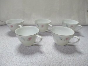 F013【オールド　Kinjo Chinaのカップ希少品】花柄 銀彩 5客