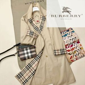 K2【魅惑のパリジェンヌ】参考価格15万●超美品BURBERRY LONDON●スプリング×ノバ　トレンチコート バーバリーコート レディース 9号