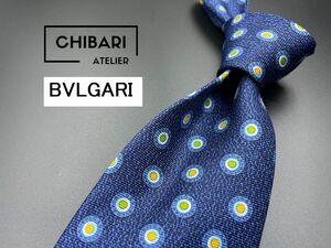 【新古品】BVLGARI　ブルガリ　ロゴレタッチ＆ドット柄　ネクタイ　3本以上送料無料　ネイビー　0402143