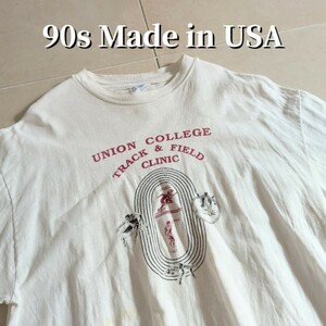 90s USA製 UNION COLLEGE Tシャツ シングルステッチ　L