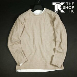 新品1円～★THE SHOP TK タケオキクチ 長袖 セットアイテム/ニット＋ロンＴシャツ スラブワッフルアンサンブルプルオーバー M ◆7051◆