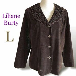 Liliane Burtyリリアンビューティー フロッキー シャツジャケット ペイズリー ブラウス 軽量 ジュニアー 日本製 11号Lサイズ ブラウン