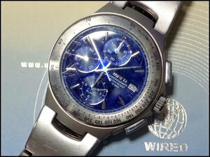 現状品/動作品 SEIKO/セイコー WIRED/ワイアード 7T62-0A50 メンズ腕時計 クロノグラフ クォーツ QZ ブルー文字盤 アラーム不良 箱あり