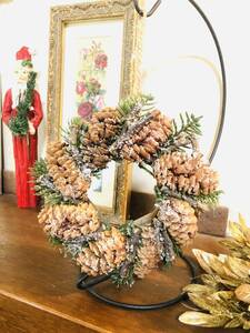 新品　未使用　pinecone＆もみの木＆スノーフレーク　ナチュラルリース　クリスマス　Christmas　Xmas
