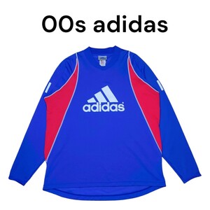 00s adidas　パフォーマンスロゴ　ビッグプリント　ゲームシャツ　古着　アディダス