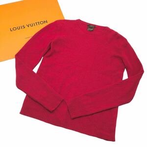 LOUIS VUITTON ルイヴィトン 赤　ウール 100% セーター クルーネック フランス製　穴あき有　レディースM