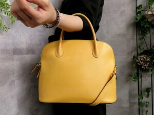 ●超美品●CELINE セリーヌ●カーフ レザー 本革●2way ショルダー ハンド バッグ●サフランイエロー●G金具●斜め掛け●B5 書類●Js45217