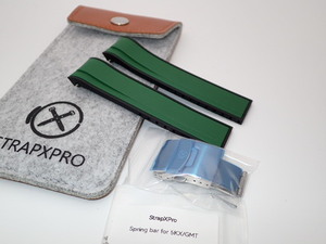 STRAPXPRO SX1A ラバーバンド SEIKO SKX シリーズ用 グリーンオンブラック 　バックル付き