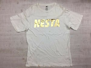 ネスタブランド NESTA BRAND ストリート HIPHOP ゴールド メタリックプリント 半袖ロゴTシャツ メンズ コットン100% L 白