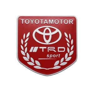 【送料込】TRD エンブレムプレート レッド 縦5cm×横5cm アルミ製 TOYOTA トヨタ 10