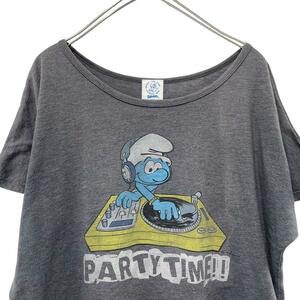 SMURFSレディースMラグランプリント半袖Tシャツ　g4