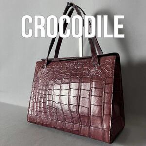 ★１円スタート★Takechi 武知 タケチ マット クロコダイル crocodile ワニ革 鰐革 ハンドバッグ ボルドー エキゾチックレザー C38.