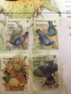 シンガポール 鳥の記念切手 ケース付き