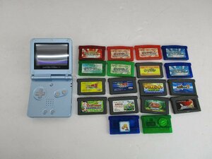 ジャンク品★ニンテンドー　ゲームボーイアドバンスSP　本体/ ソフト18本 ポケットモンスタールビー　他★動作未確認★現状品【ゲ-686】