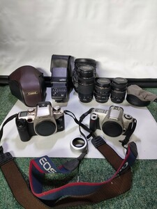 管3（中古現状、即発送）Canon デジタル一眼レフ EOS Kiss3 EOS55 レンズ　75-300mm 28-105mm 28-80mm 380EX