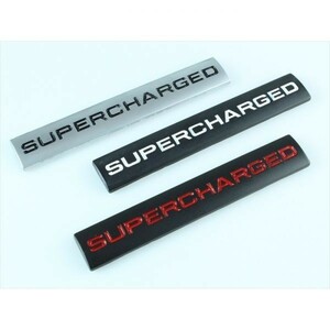 SUPERCHARGED プレート エンブレム ブラック×レッド メタル製 金属製 スーパージャージド スーパーチャージャー ステッカー