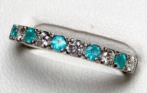 ◆☆★新品★☆ 天然パライバトルマリン 0.22ct ダイヤモンドリング D0.24ct/Pt900 Paraiba Tourmaline ring◆