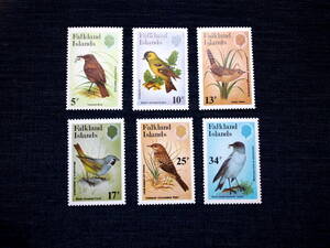 フォークランド切手　鳥・６種未使用　スズメ目　1982年