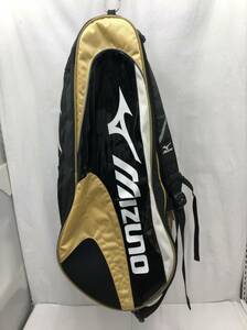 mizuno テニス ラケットバッグ 9本用 大型 ブラックxゴールド系 ナイロン ミズノ 240319