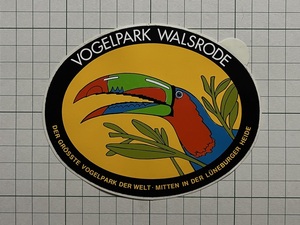 ドイツ 古いステッカー：Vogelpark Walsrode 野鳥 動物園 鳥 インコ 鸚鵡 オウム トロピカル ビンテージ 海外 +Je