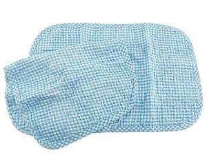 肘掛けカバー 中掛けソファーカバー用 水洗いガーゼ 綿100% 2枚 幅45x70cm チェック柄 ブルー