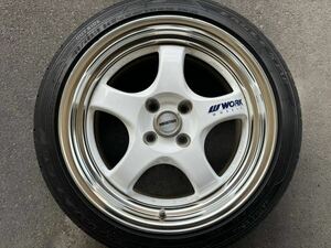 深リム■ WORK ワーク マイスター S1R ホイール 16インチ 7J +25・７J+33 4穴 PCD100 195/45R16 4本■GOODYEARタイヤ付き