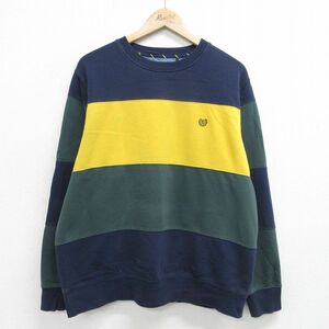 XL/古着 チャップス 長袖 スウェット メンズ ワンポイントロゴ マルチカラー クルーネック 緑系他 グリーン 24apr24 中古 スエット トレー