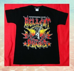 《未使用》【HELL CAT PUNKS ギター Tシャツ】ヘルキャットパンクス 有刺鉄線 PUNK ROCK パンク ロック 音楽 楽器 V型 翼 羽 ピープス