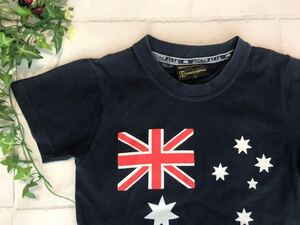 オーストラリア+国旗+120+6歳+半袖+Tシャツ+6+ネイビー