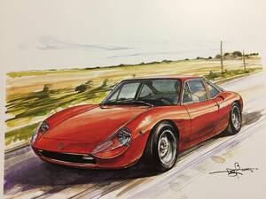 【正規品 絶版】Bowイラスト デ・トマソ ヴァレルンガ カーマガジン 243 DeTomaso vallelunga アンティーク クラシックカー 旧車 絵