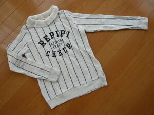 【中古】repipi armario ガールズ セーター 長袖 白 サイズ XS ◆ レピピ アルマリオ 女の子 アクリル【古着】