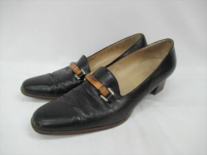 1★中古品【GUCCI】グッチ レディース 靴 ローファー ヒール バンブー 101 1386 サイズ38 1/2 ブランド