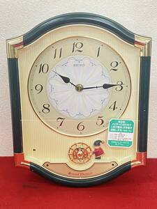 M-6102 【同梱不可】980円～ 稼働品　SEIKO/セイコー　掛け時計　Round Theater　グリーン　時計　インテリア　